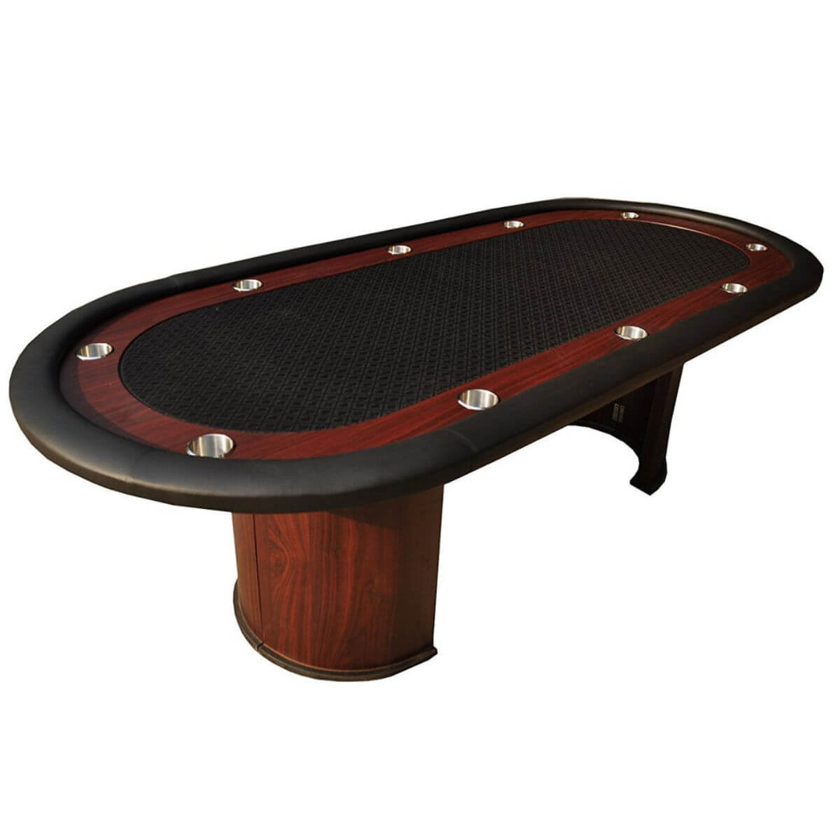 96 Luna Poker Table with Cup Holders Racetrack Black Speed Cloth