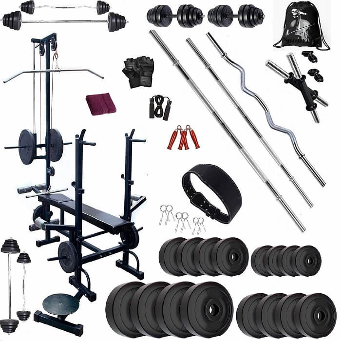 Bodyfit Home Gym Set Combo, Home Gym Kit, Gym Equipment, (30-100 Kg) –  Sports Wing
