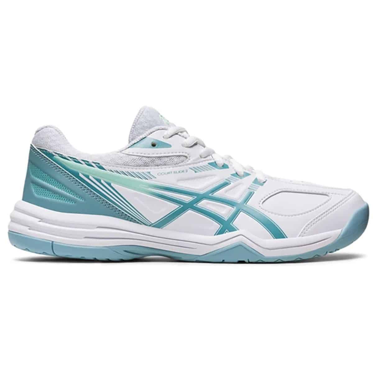 Asics Court Slide 2 Womens Tennis Shoes (WHITE/SMOKE BLUE) – Sports ...